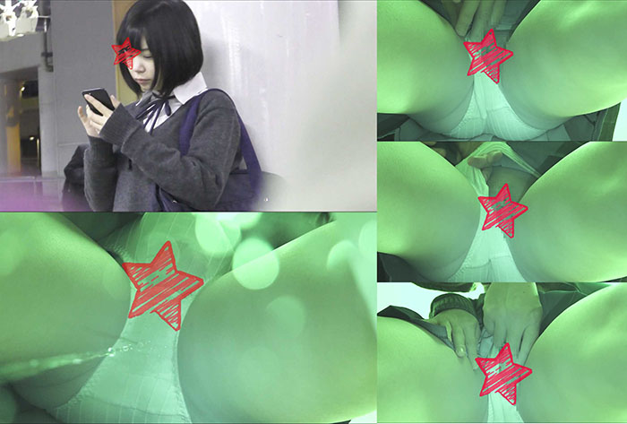 【電車痴漢】顔出し制服JK★またもJC?あるいはJK1!?★文系色白美少女★ジュニア用綿パンツから大量のお漏らし